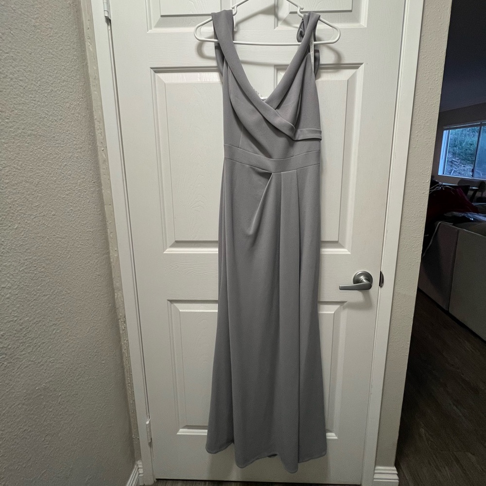 Off shoulder grey long dress